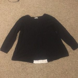 Vintage Black knit sweater with lace back opening.